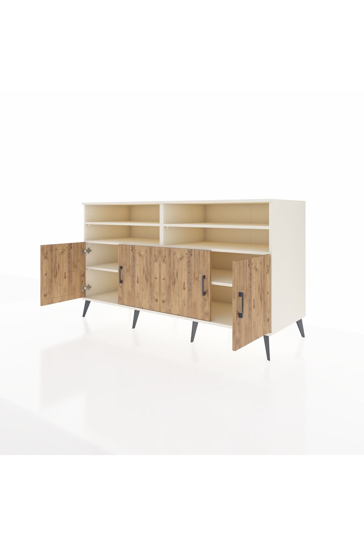 Kronos Konsol 6 Raflı 4 Kapaklı 176x59x99 Aytaşı-Çam/Aytaşı