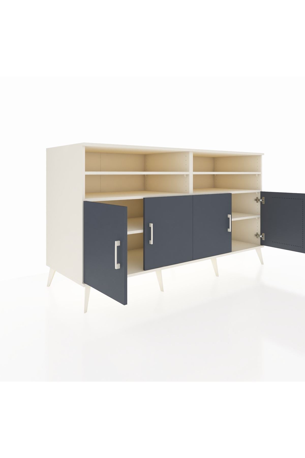 Kronos Konsol 6 Raflı 4 Kapaklı 176x59x99 Aytaşı-Antrasit/Çam