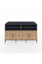 Kronos Konsol 6 Raflı 4 Kapaklı 176x59x99 Antrasit-Çam/Aytaşı