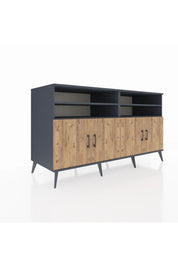 Kronos Konsol 6 Raflı 4 Kapaklı 176x59x99 Antrasit-Çam/Aytaşı