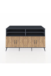 Kronos Konsol 6 Raflı 4 Kapaklı 176x59x99 Antrasit-Çam/Antrasit