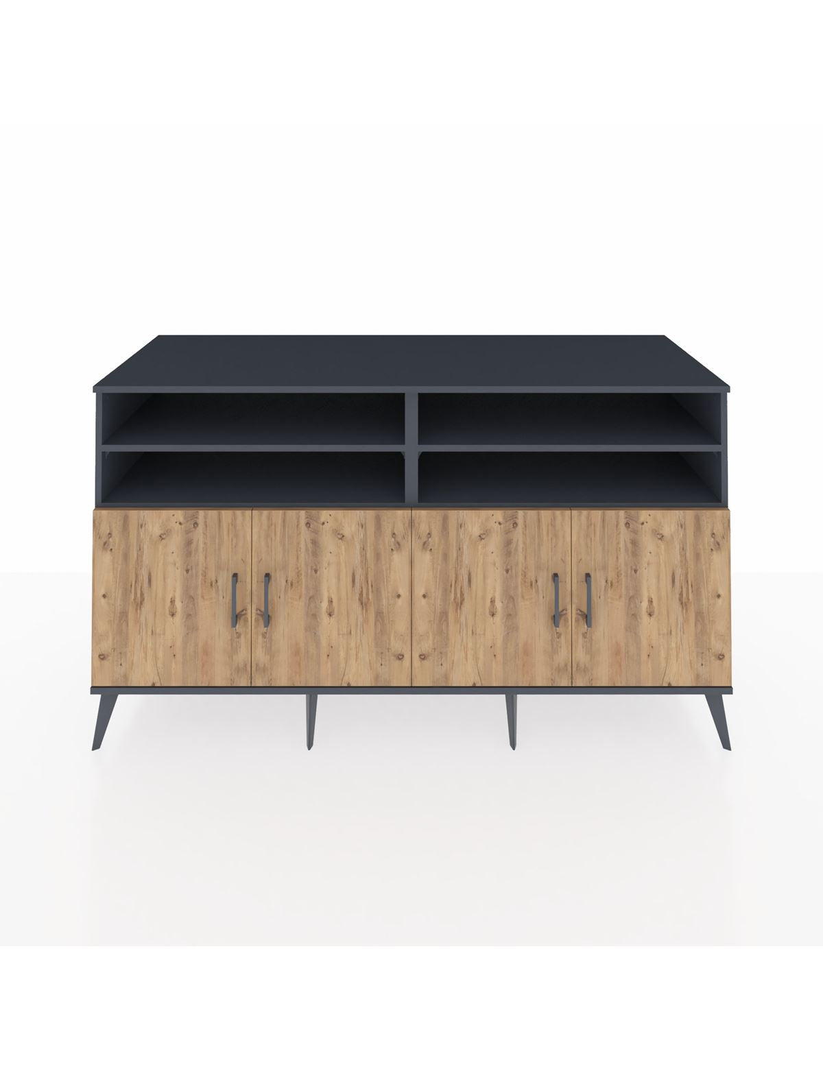 Kronos Konsol 6 Raflı 4 Kapaklı 176x59x99 Antrasit-Çam