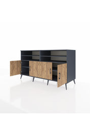 Kronos Konsol 6 Raflı 4 Kapaklı 176x59x99 Antrasit-Çam