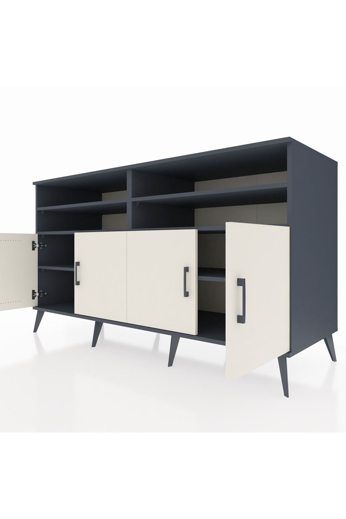 Kronos Konsol 6 Raflı 4 Kapaklı 176x59x99 Antrasit-Aytaşı/Antrasit