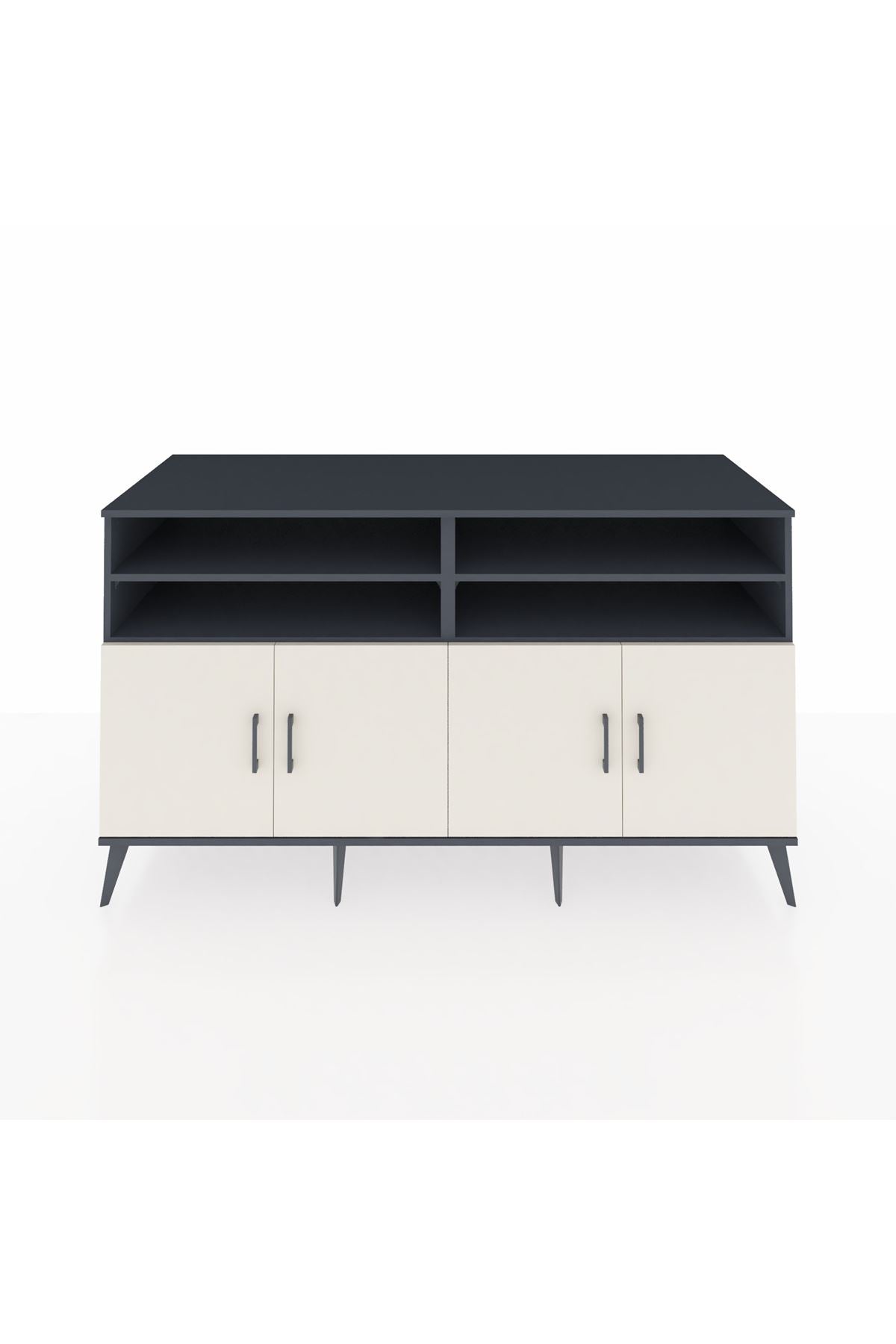 Kronos Konsol 6 Raflı 4 Kapaklı 176x59x99 Antrasit-Aytaşı/Çam