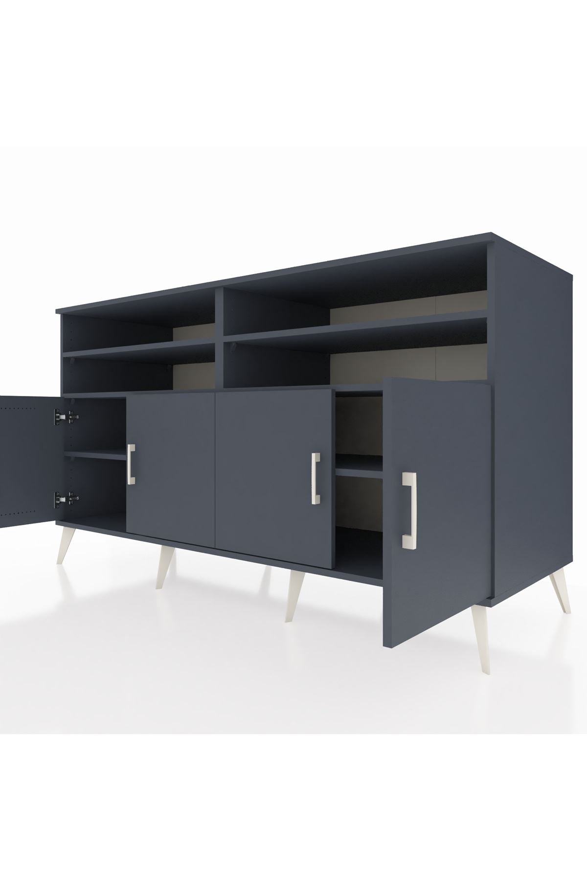 Kronos Konsol 6 Raflı 4 Kapaklı 176x59x99 Antrasit-Antrasit/Aytaşı