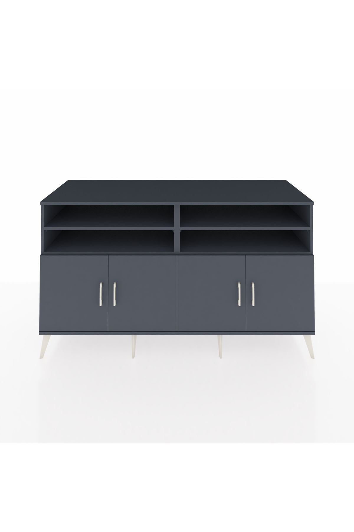 Kronos Konsol 6 Raflı 4 Kapaklı 176x59x99 Antrasit-Antrasit