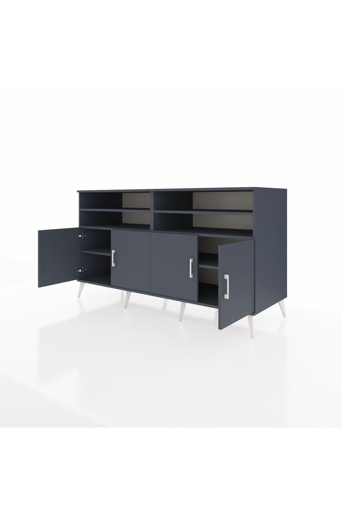 Kronos Konsol 6 Raflı 4 Kapaklı 176x59x99 Antrasit-Antrasit