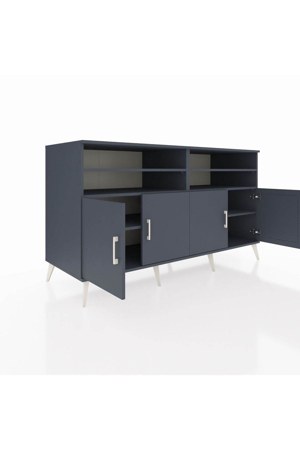 Kronos Konsol 6 Raflı 4 Kapaklı 176x59x99 Antrasit-Antrasit