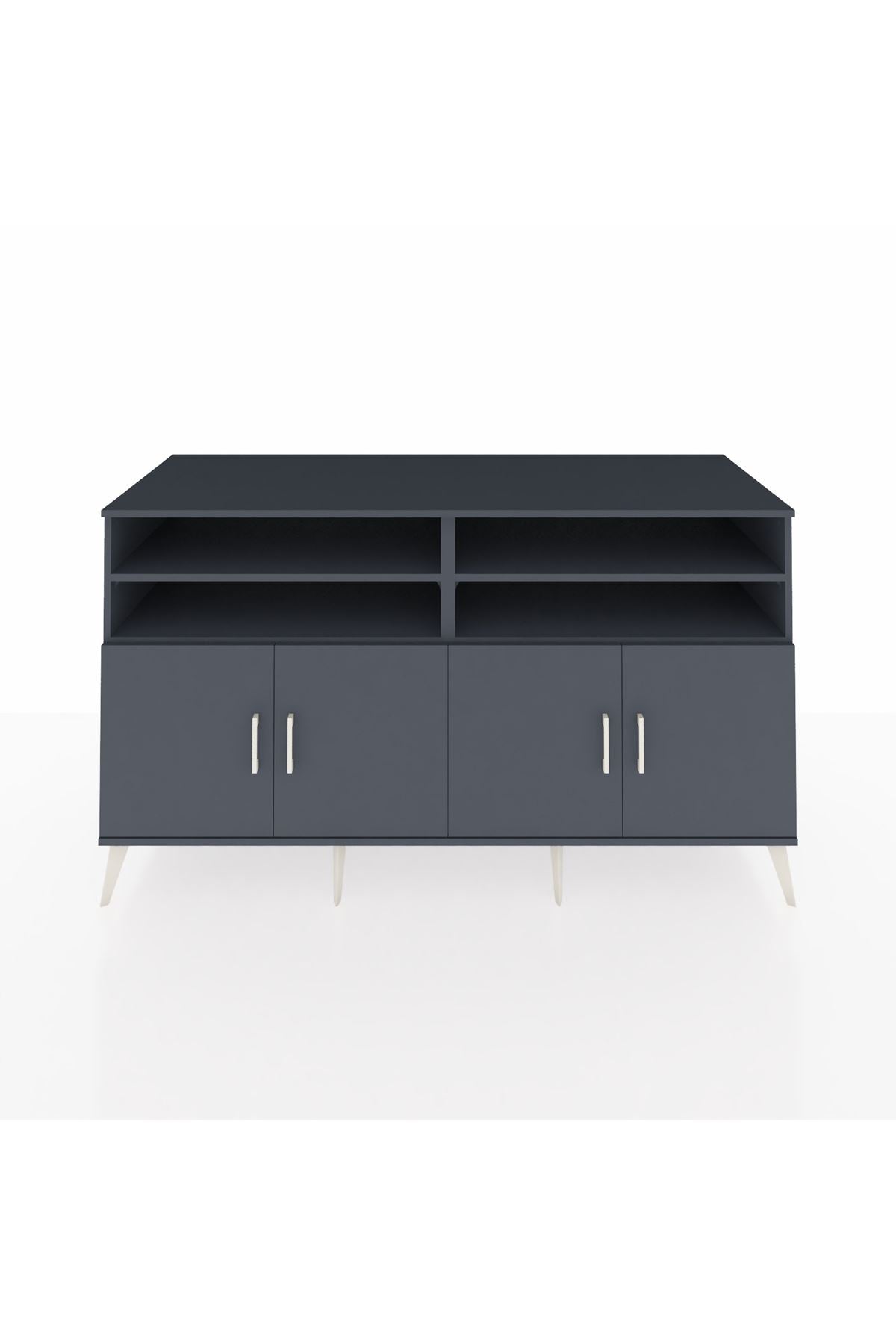 Kronos Konsol 6 Raflı 4 Kapaklı 176x59x99 Antrasit-Antrasit/Çam