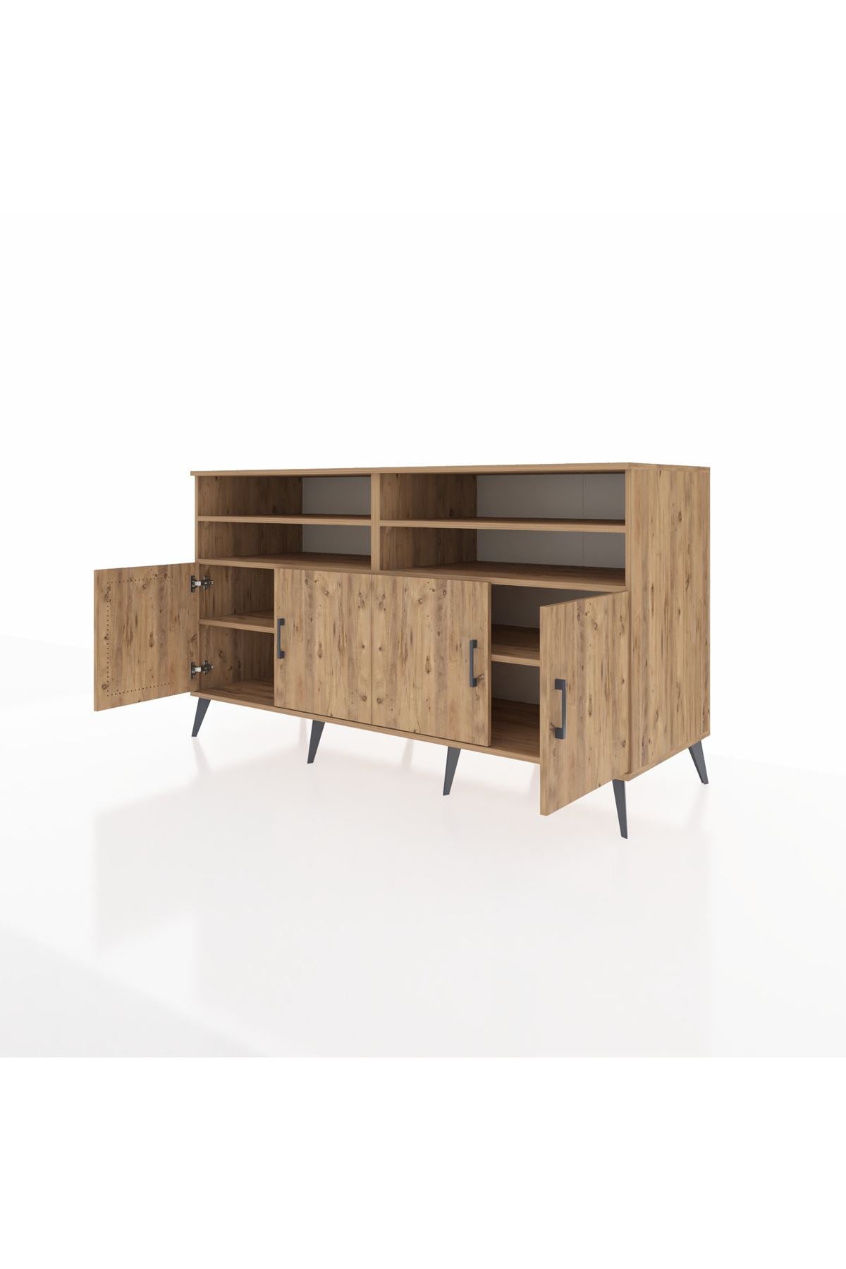 Kronos Konsol 6 Raflı 4 Kapaklı 176x59x99 Çam-Çam/Aytaşı