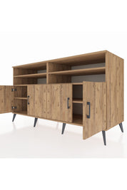 Kronos Konsol 6 Raflı 4 Kapaklı 176x59x99 Çam-Çam/Aytaşı