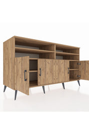 Kronos Konsol 6 Raflı 4 Kapaklı 176x59x99 Çam-Çam/Aytaşı