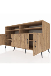 Kronos Konsol 6 Raflı 4 Kapaklı 176x59x99 Çam-Çam/Antrasit