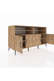 Kronos Konsol 6 Raflı 4 Kapaklı 176x59x99 Çam-Çam