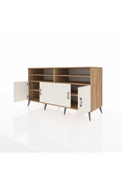 Kronos Konsol 6 Raflı 4 Kapaklı 176x59x99 Çam-Aytaşı/Antrasit