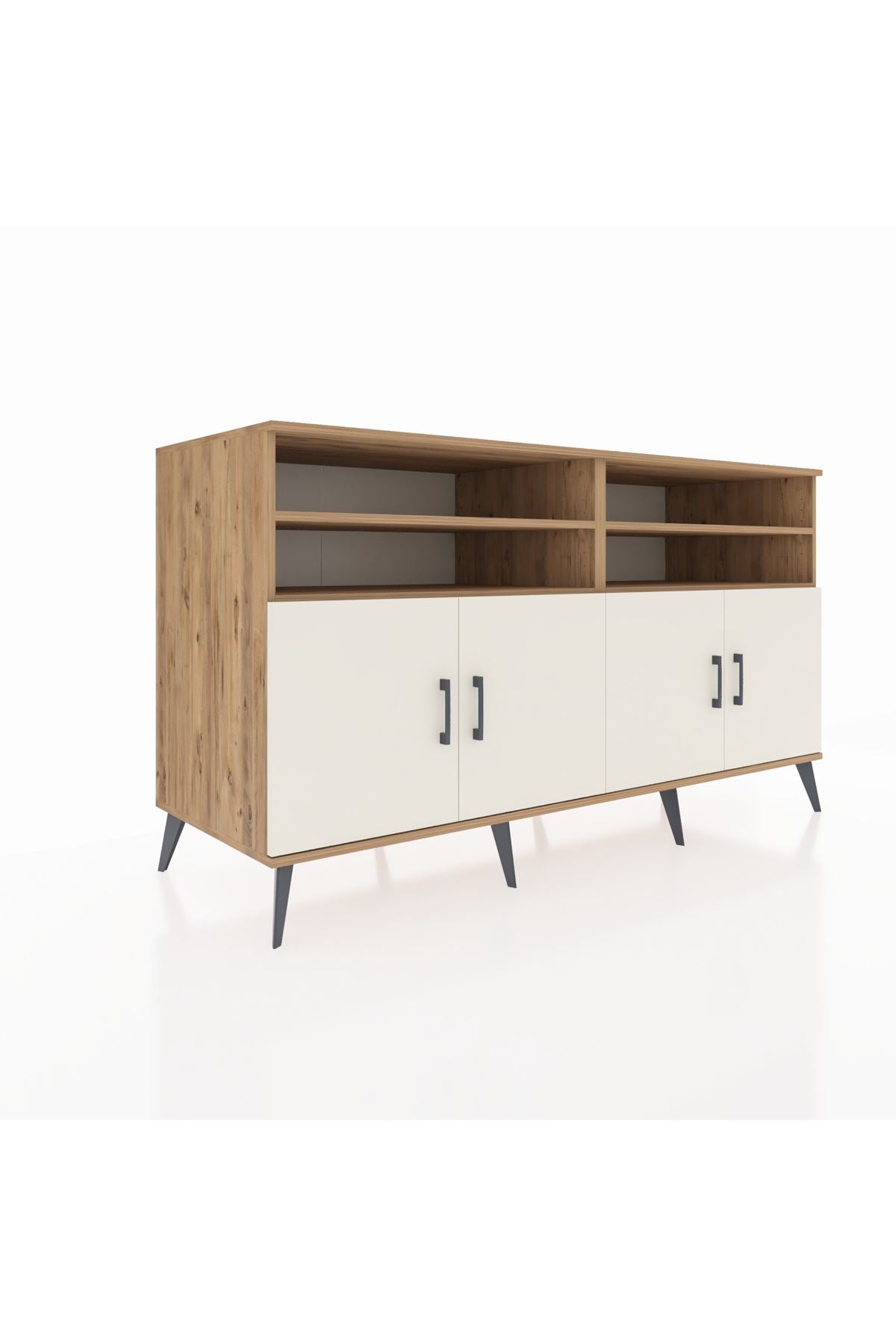 Kronos Konsol 6 Raflı 4 Kapaklı 176x59x99 Çam-Aytaşı/Antrasit