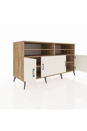 Kronos Konsol 6 Raflı 4 Kapaklı 176x59x99 Çam-Aytaşı/Antrasit