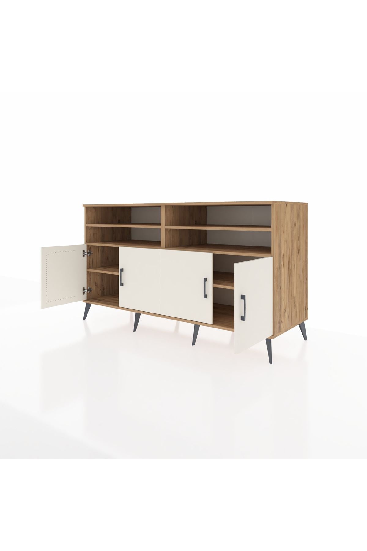 Kronos Konsol 6 Raflı 4 Kapaklı 176x59x99 Çam-Aytaşı/Çam