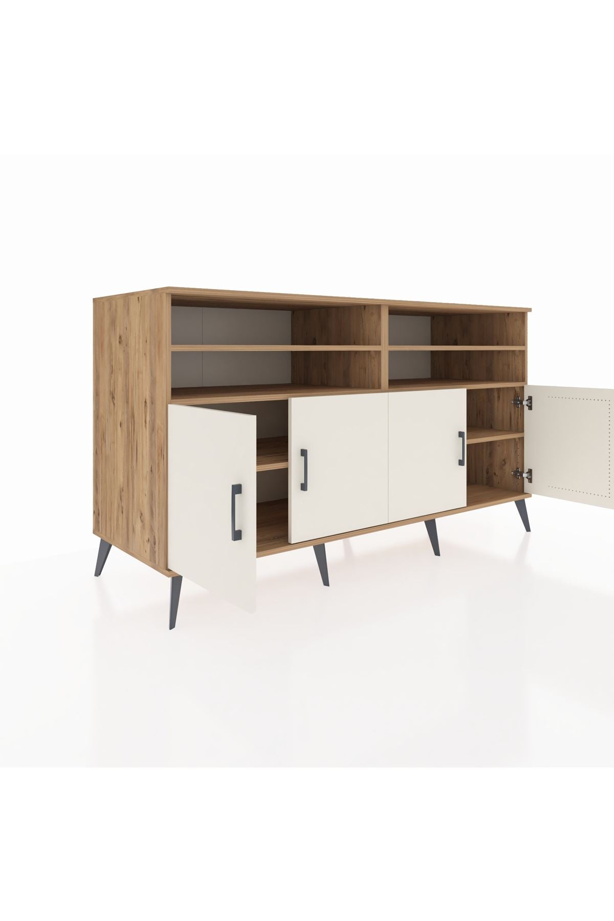 Kronos Konsol 6 Raflı 4 Kapaklı 176x59x99 Çam-Aytaşı/Çam