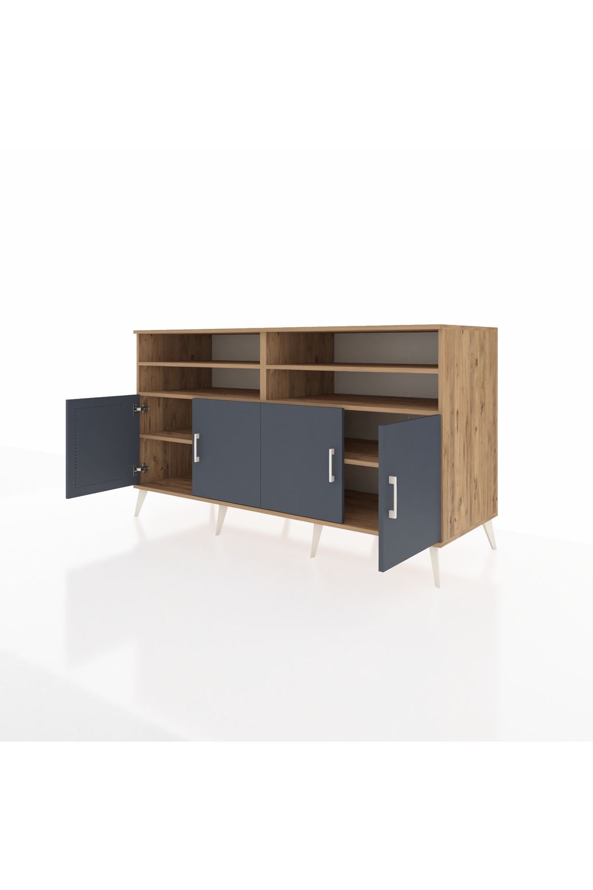 Kronos Konsol 6 Raflı 4 Kapaklı 176x59x99 Çam-Antrasit/Aytaşı