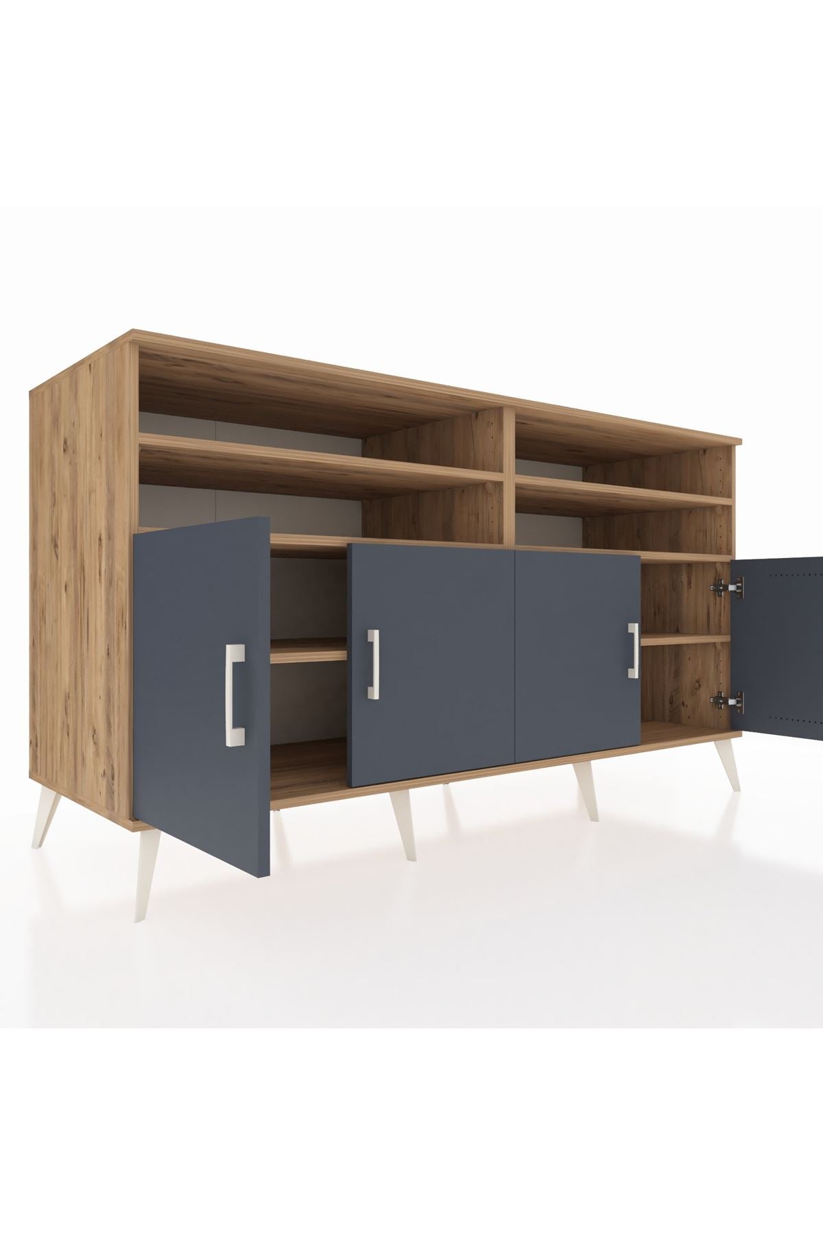 Kronos Konsol 6 Raflı 4 Kapaklı 176x59x99 Çam-Antrasit/Aytaşı