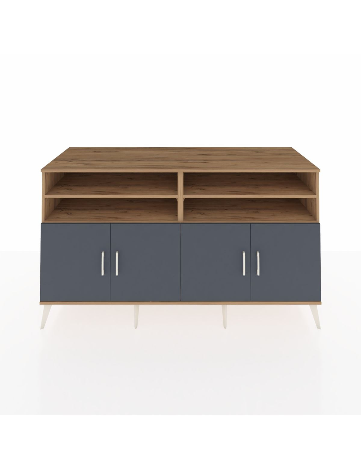 Kronos Konsol 6 Raflı 4 Kapaklı 176x59x99 Çam-Antrasit