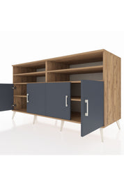 Kronos Konsol 6 Raflı 4 Kapaklı 176x59x99 Çam-Antrasit