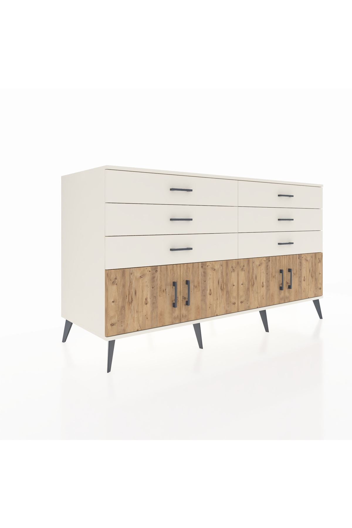 Kronos Konsol 2 Raflı 6 Çekmeceli 4 Kapaklı 176x59x99 Aytaşı-Çam/Aytaşı