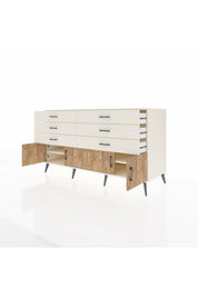 Kronos Konsol 2 Raflı 6 Çekmeceli 4 Kapaklı 176x59x99 Aytaşı-Çam/Aytaşı