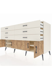 Kronos Konsol 2 Raflı 6 Çekmeceli 4 Kapaklı 176x59x99 Aytaşı-Çam/Aytaşı