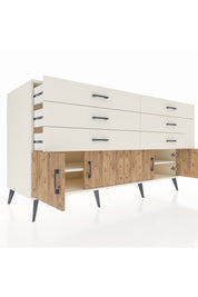 Kronos Konsol 2 Raflı 6 Çekmeceli 4 Kapaklı 176x59x99 Aytaşı-Çam/Aytaşı