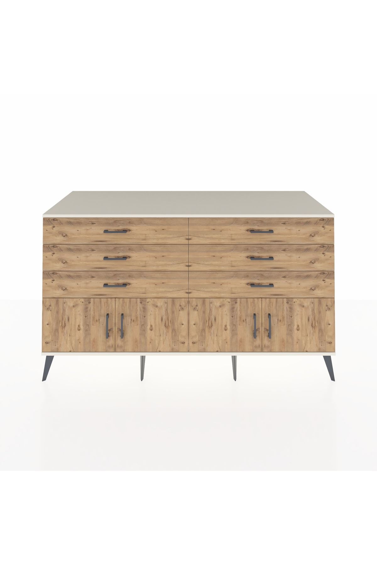 Kronos Konsol 2 Raflı 6 Çekmeceli 4 Kapaklı 176x59x99 Aytaşı-Çam