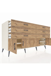 Kronos Konsol 2 Raflı 6 Çekmeceli 4 Kapaklı 176x59x99 Aytaşı-Çam