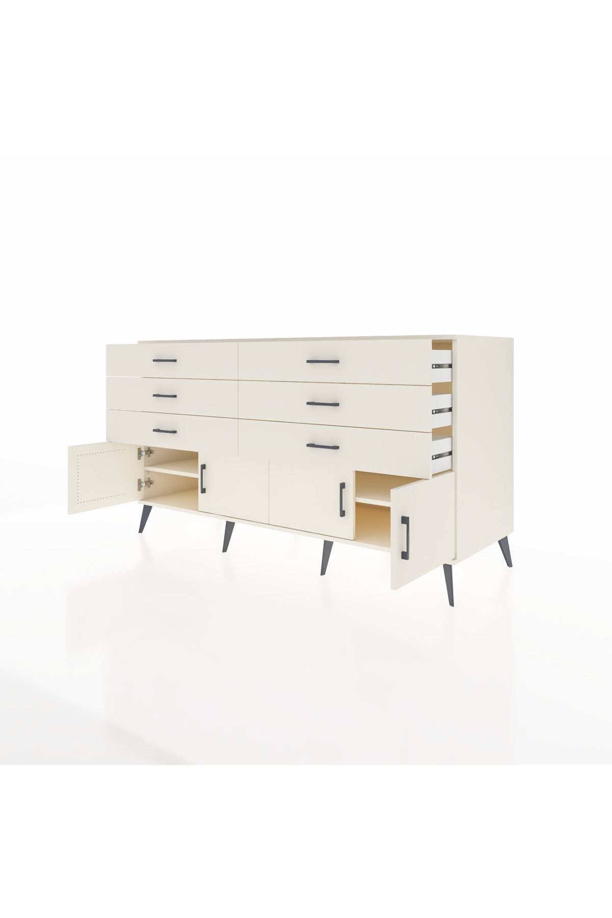 Kronos Konsol 2 Raflı 6 Çekmeceli 4 Kapaklı 176x59x99 Aytaşı-Aytaşı