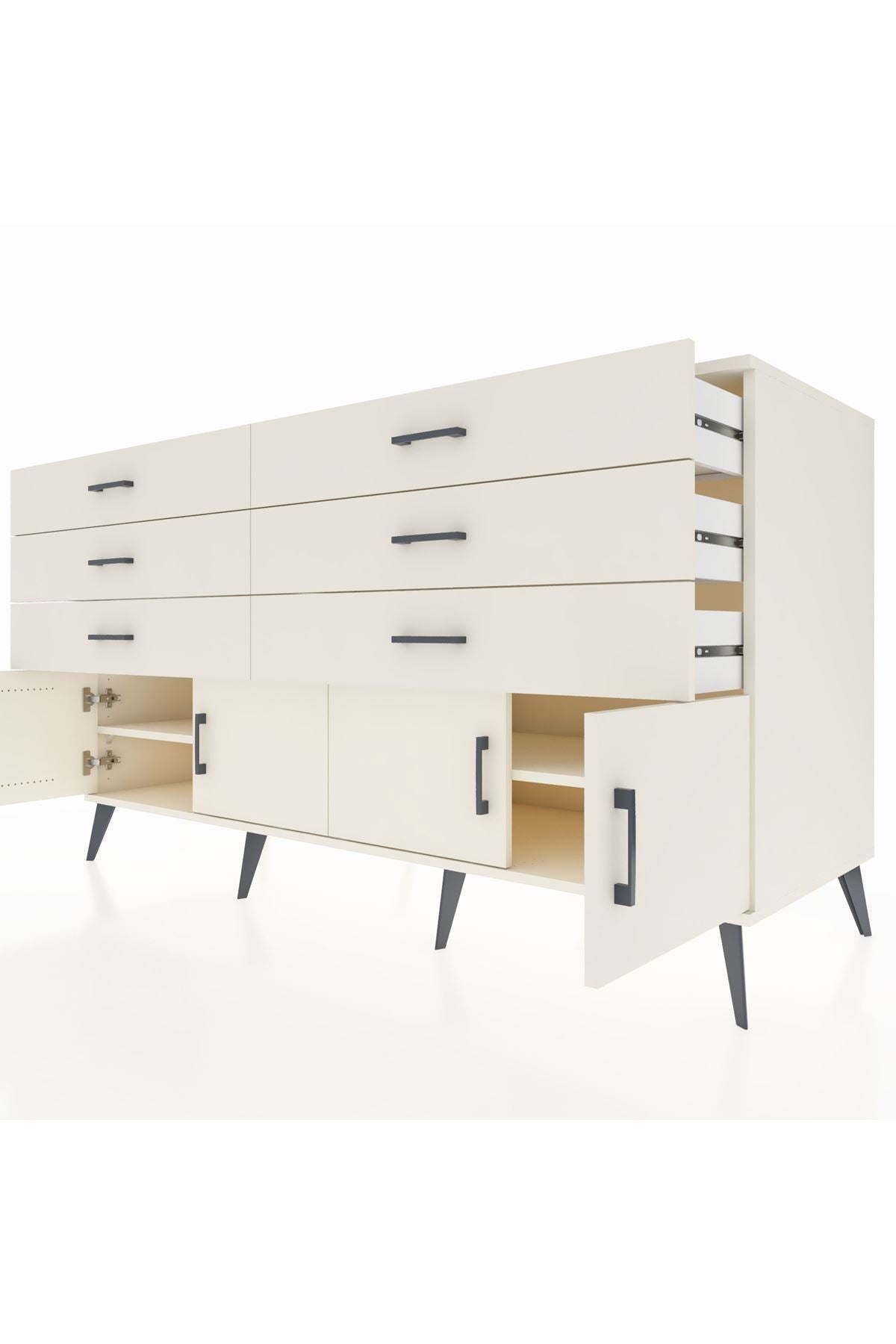 Kronos Konsol 2 Raflı 6 Çekmeceli 4 Kapaklı 176x59x99 Aytaşı-Aytaşı