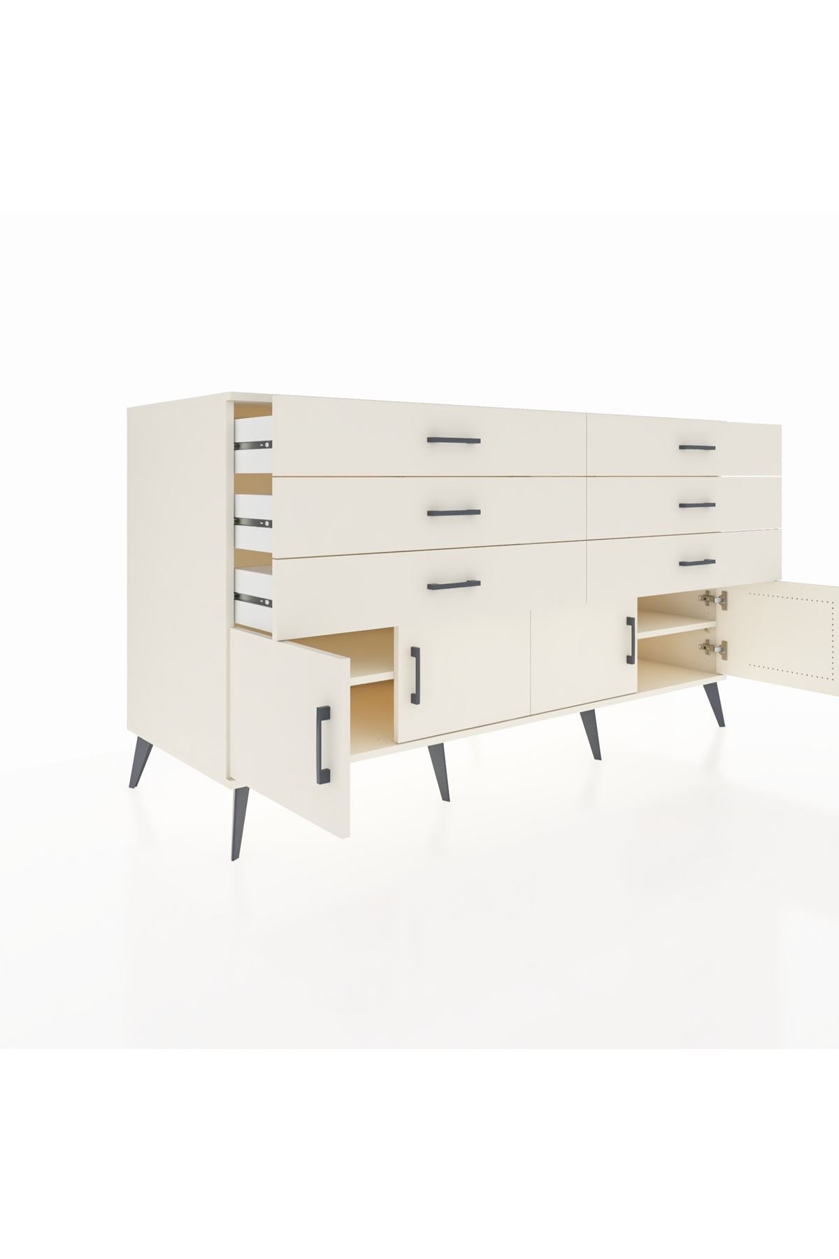 Kronos Konsol 2 Raflı 6 Çekmeceli 4 Kapaklı 176x59x99 Aytaşı-Aytaşı