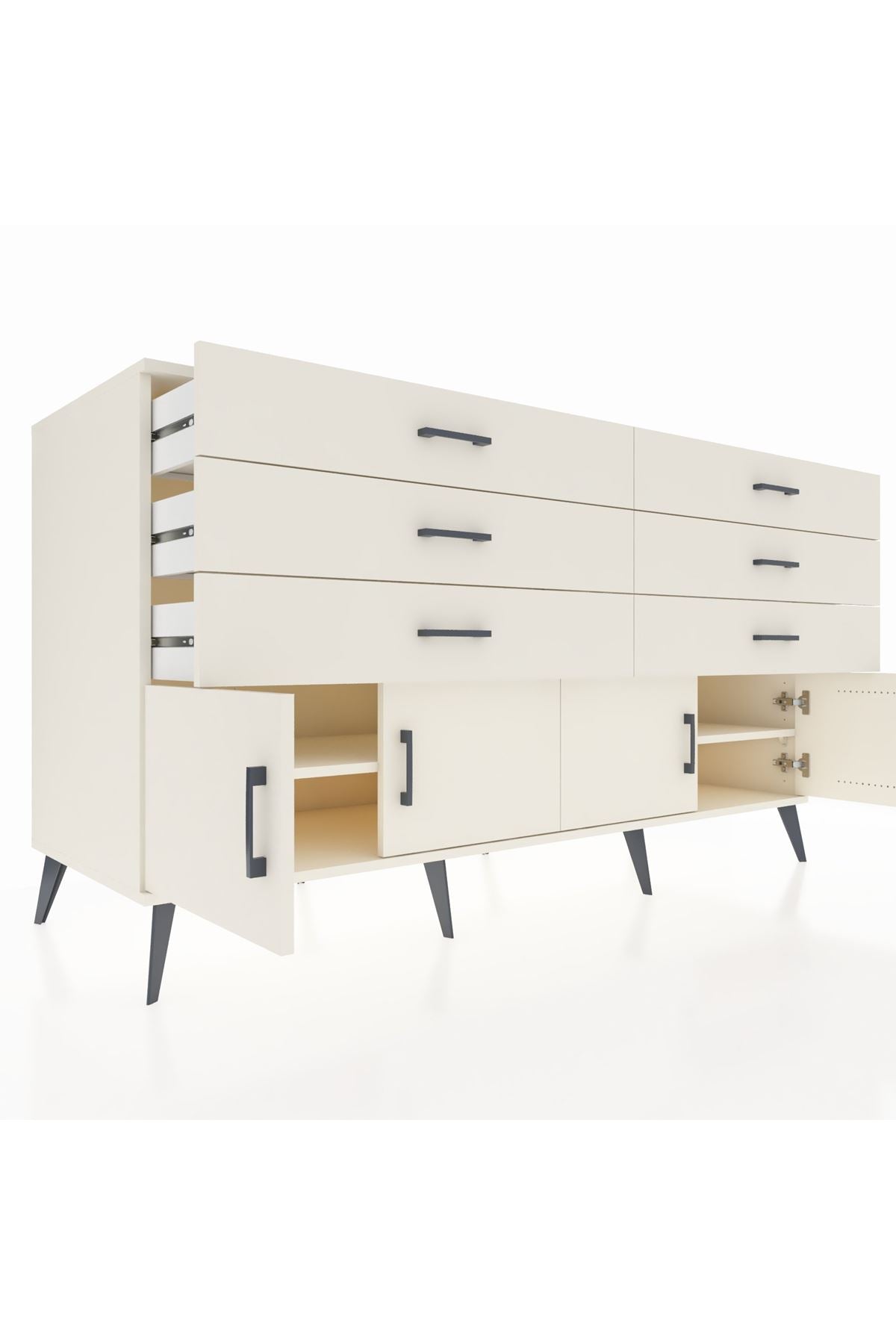 Kronos Konsol 2 Raflı 6 Çekmeceli 4 Kapaklı 176x59x99 Aytaşı-Aytaşı