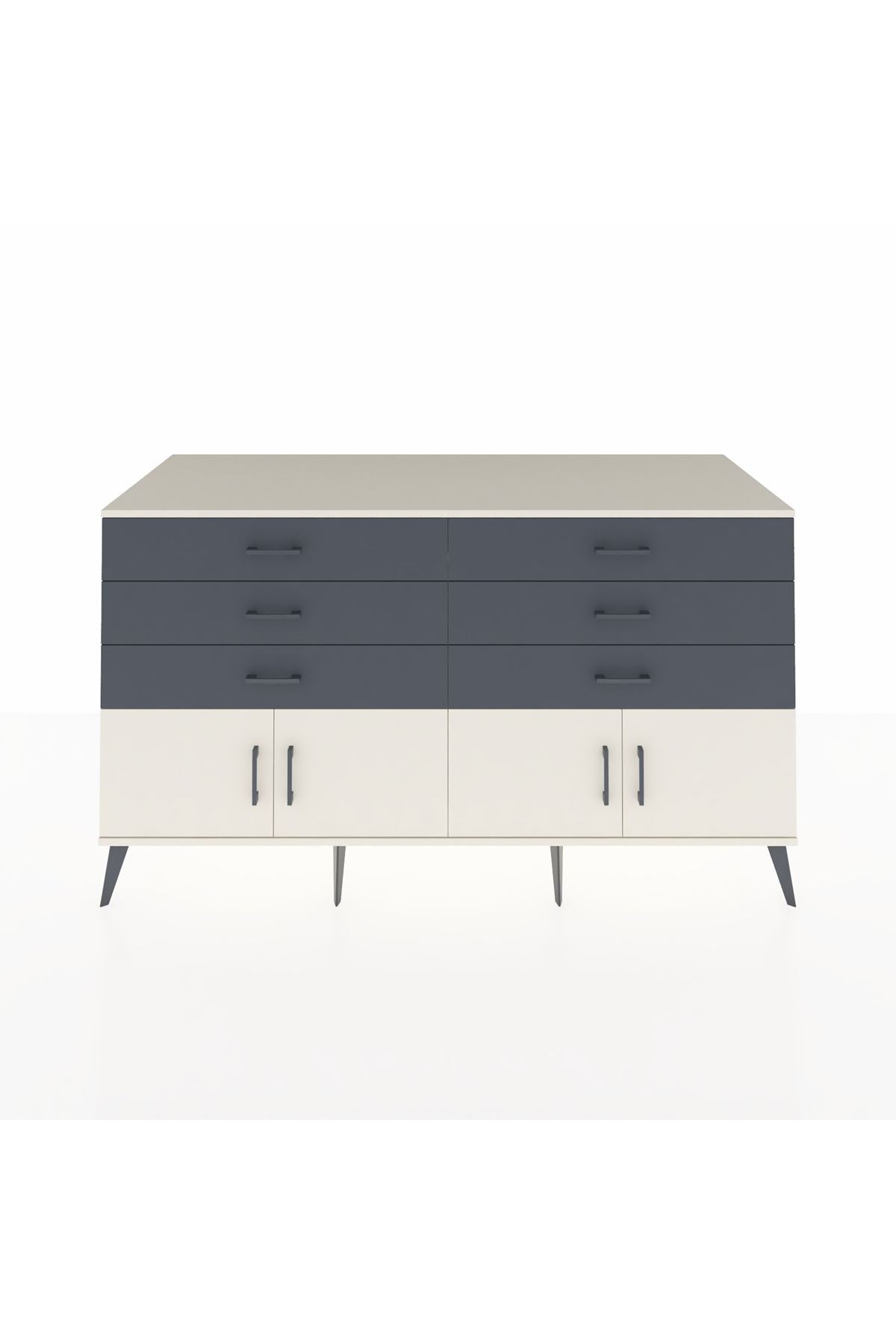 Kronos Konsol 2 Raflı 6 Çekmeceli 4 Kapaklı 176x59x99 Aytaşı-Aytaşı/Antrasit