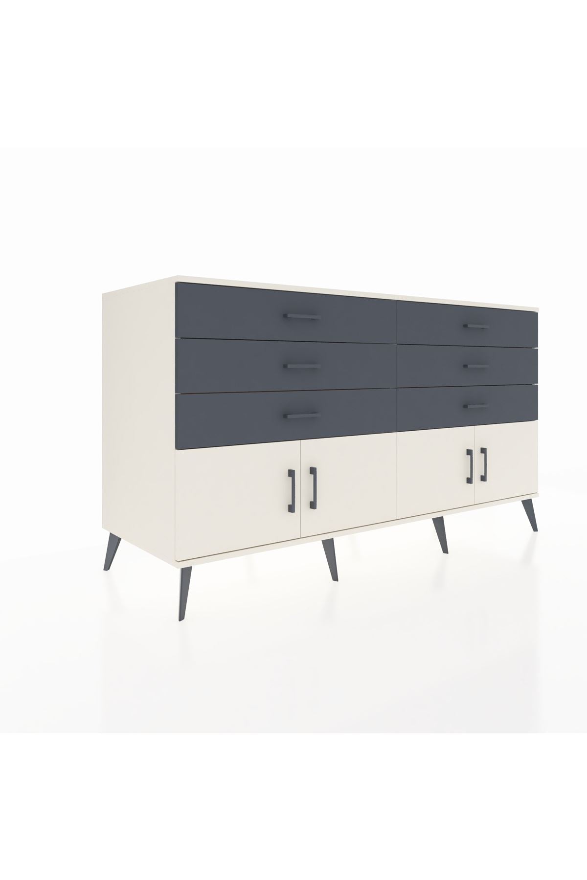 Kronos Konsol 2 Raflı 6 Çekmeceli 4 Kapaklı 176x59x99 Aytaşı-Aytaşı/Antrasit