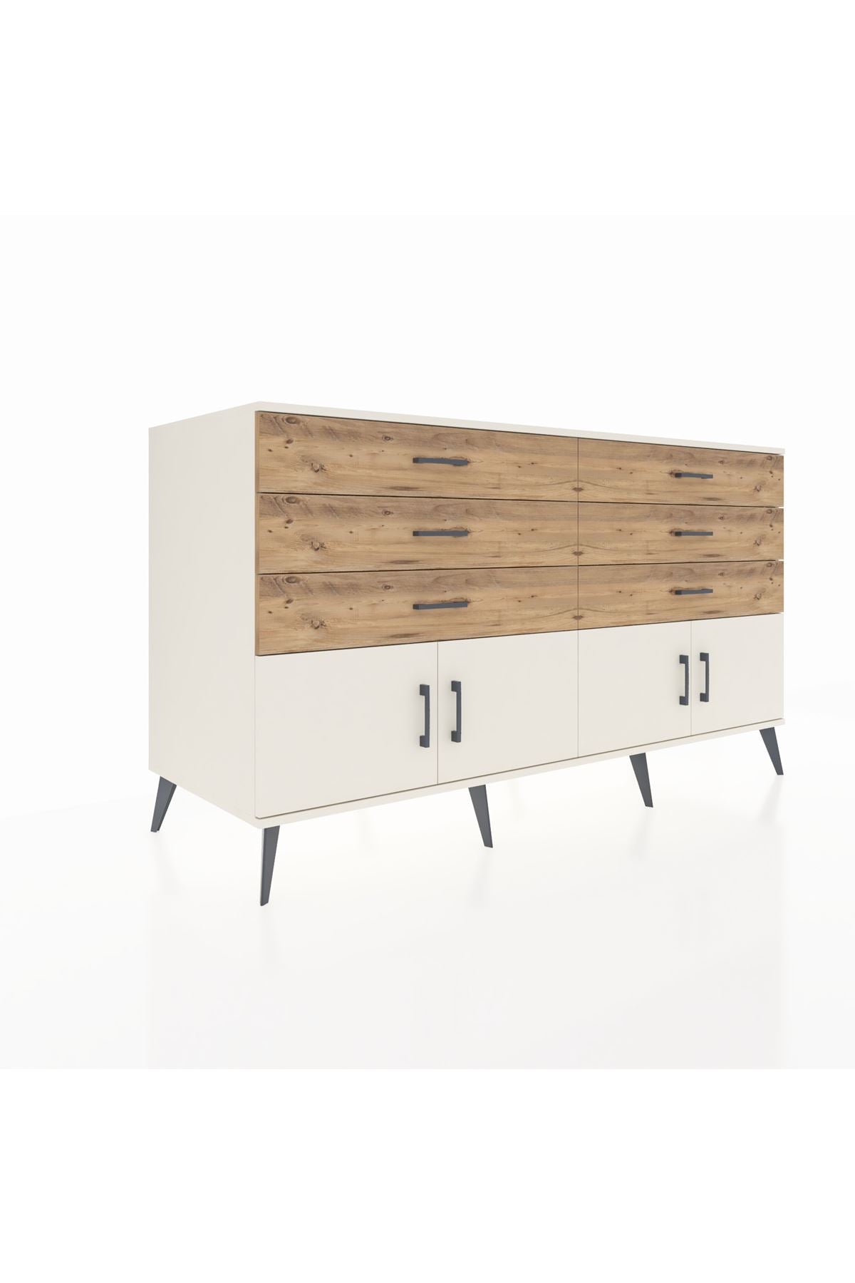 Kronos Konsol 2 Raflı 6 Çekmeceli 4 Kapaklı 176x59x99 Aytaşı-Aytaşı/Çam