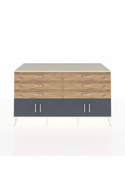 Kronos Konsol 2 Raflı 6 Çekmeceli 4 Kapaklı 176x59x99 Aytaşı-Antrasit/Çam