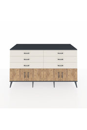 Kronos Konsol 2 Raflı 6 Çekmeceli 4 Kapaklı 176x59x99 Antrasit-Çam/Aytaşı