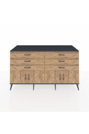 Kronos Konsol 2 Raflı 6 Çekmeceli 4 Kapaklı 176x59x99 Antrasit-Çam