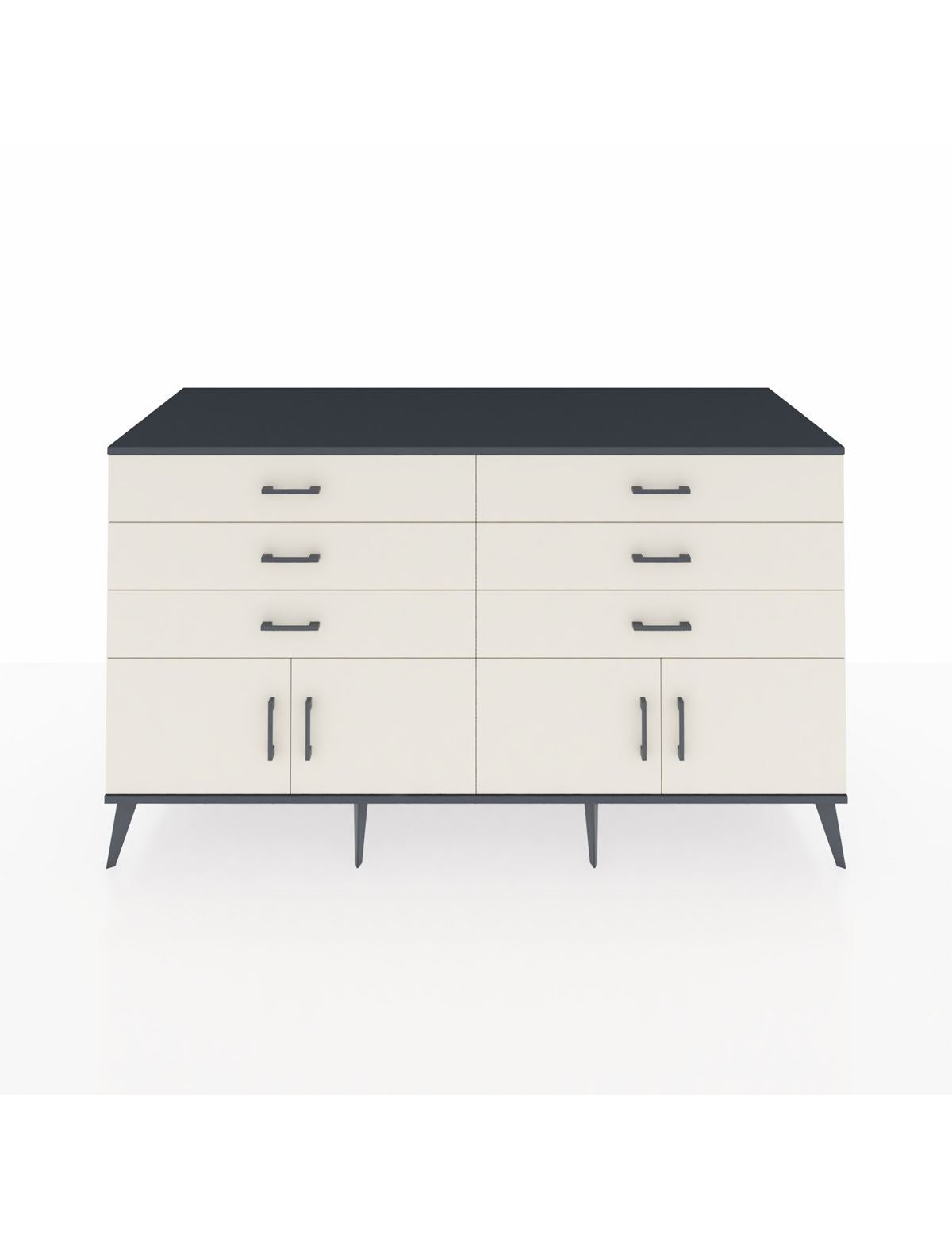 Kronos Konsol 2 Raflı 6 Çekmeceli 4 Kapaklı 176x59x99 Antrasit-Aytaşı