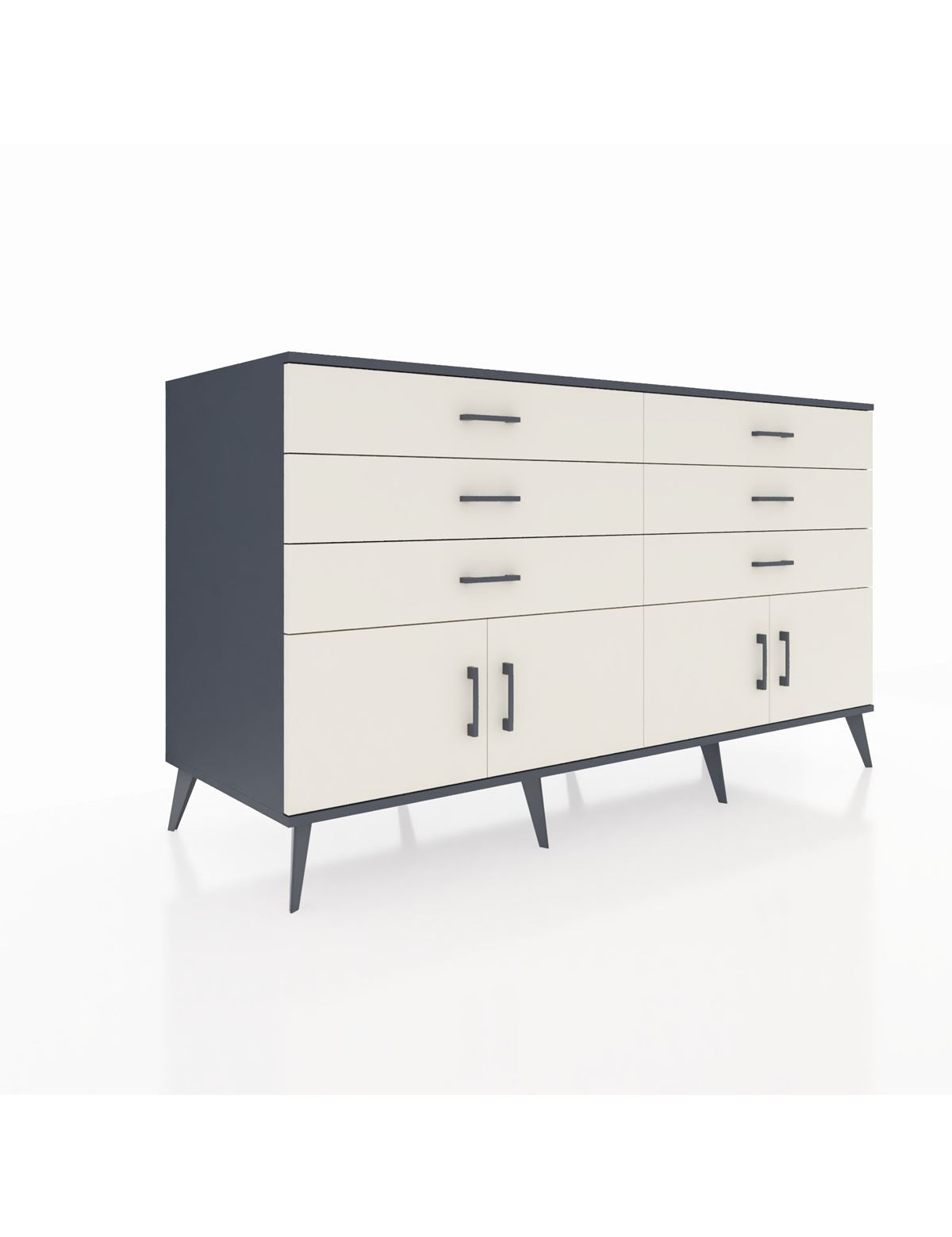 Kronos Konsol 2 Raflı 6 Çekmeceli 4 Kapaklı 176x59x99 Antrasit-Aytaşı