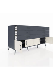 Kronos Konsol 2 Raflı 6 Çekmeceli 4 Kapaklı 176x59x99 Antrasit-Aytaşı/Antrasit