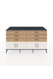 Kronos Konsol 2 Raflı 6 Çekmeceli 4 Kapaklı 176x59x99 Antrasit-Aytaşı/Çam