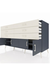 Kronos Konsol 2 Raflı 6 Çekmeceli 4 Kapaklı 176x59x99 Antrasit-Antrasit/Aytaşı