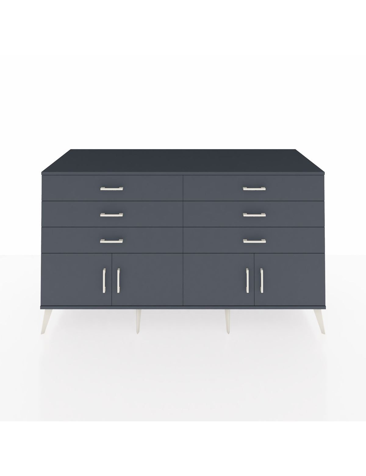 Kronos Konsol 2 Raflı 6 Çekmeceli 4 Kapaklı 176x59x99 Antrasit-Antrasit